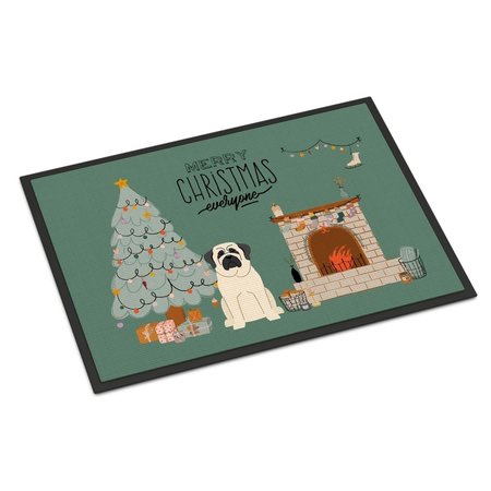 CAROLINES TREASURES 18 x 27 in. White Mastiff Christmas Everyone Indoor or Outdoor Mat CK7580MAT
